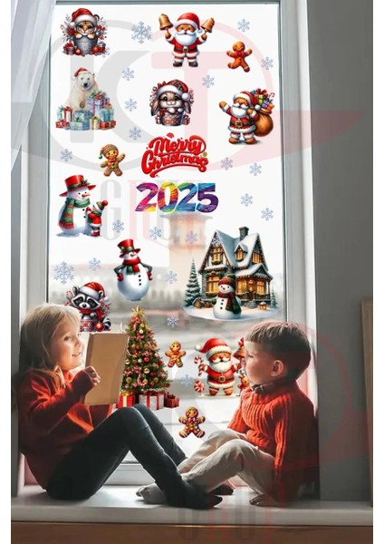 Yeni Yıl Yılbaşı Hoşgeldin 2025 Yeni Sezon Cam Kapı Duvar Sticker Seti