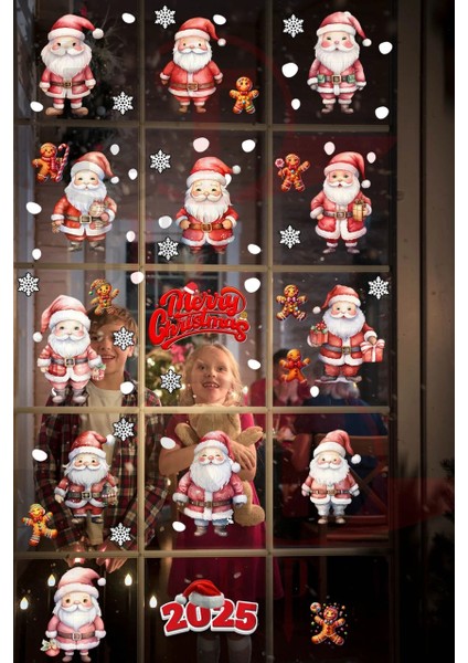 Yeni Yıl Yılbaşı Hoşgeldin 2025 Yeni Sezon Mega Cam Kapı Duvar Sticker Seti