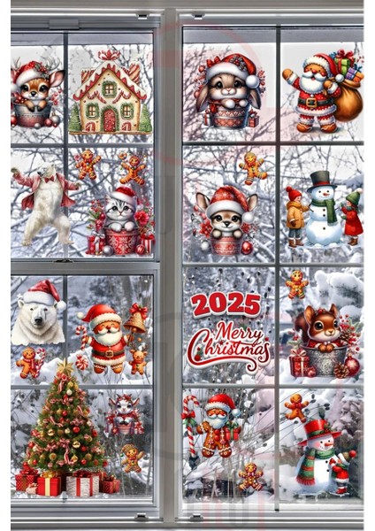 Yeni Yıl Yılbaşı Hoşgeldin 2025 Yeni Sezon Cam Kapı Duvar Sticker Seti