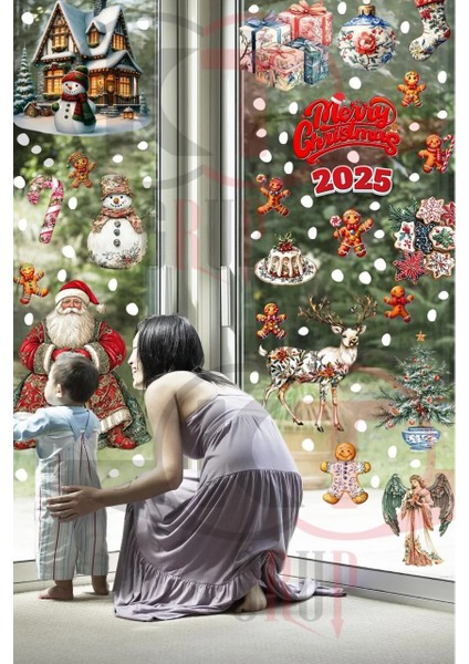 Yeni Yıl Yılbaşı Hoşgeldin 2025 Yeni Sezon Cam Kapı Duvar Sticker Seti
