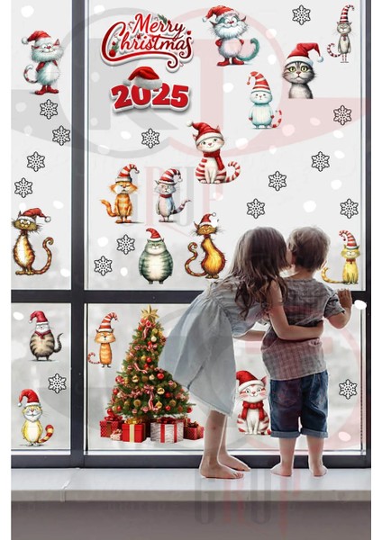 Yeni Yıl Yılbaşı Hoşgeldin 2025 Yeni Sezon Mega Cam Kapı Duvar Sticker Seti modelleri