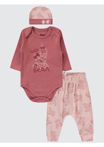 Kız Bebek 3'lü Takım 6-18 Ay Bordo