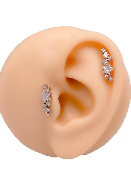 Cerrahi Çelik Piercing Zirkon Taşlı Büyük Yıldızlı Samanyolu Figürlü Kıkırdak Helix Tragus PIERCING(1ADET) fiyatları