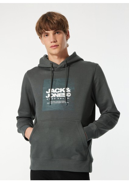 Kapüşon Yaka Gri Erkek Sweatshırt 12269940_JCOAERO Front Prınt Sweat