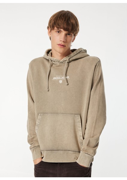 Kapüşon Yaka Bej Erkek Sweatshırt 12262430_JPRBLUAXTON Sweat Hood