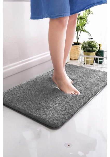 Kaymaz Taban, Tekli Post Peluş Banyo Paspası, Kaymaz Taban 50*80 Cm