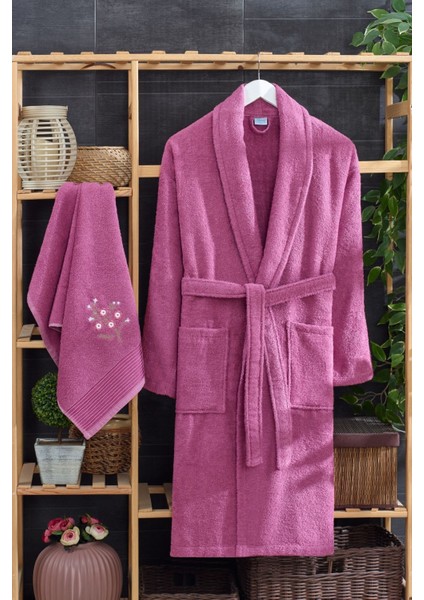 4'lü Pamuklu Havlulu Bornoz Seti, Gri, Antrasit ve Mürdüm renk seçenekleri modelleri