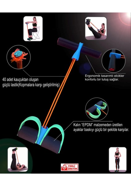 Body Trimmer kondisyon küreği Egzersiz Direnç Lastiği ( Özel 40 Lı Kauçuk Lastikli )