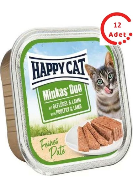 Minkas Duo Tavuk ve Kuzu Etli Yetişkin Kedi Konservesi 100 gr x 12 Adet