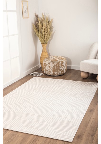 Koza Hayad Kilyos Krem Gri Akrilik Halı Salon Oturma Odası Yatak Odası Koridor Makine Halısı 46338F