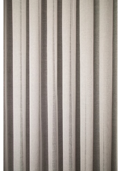 Naturel Keten Tül Perde, 1/2,5 Normal (Orta) Pile Ekru - 100 x 200 cm