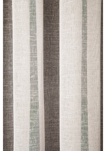 Naturel Keten Tül Perde, 1/2,5 Normal (Orta) Pile Ekru - 100 x 200 cm