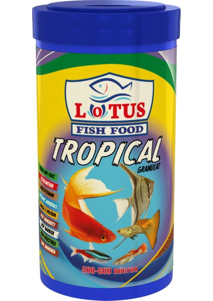 Tropical Mix Granulat 1000 ml Lepistes-Melek-Tetra-Moli Balık Yemi, Soffice Filtre Elyaf 34 x 180 cm 70 gr