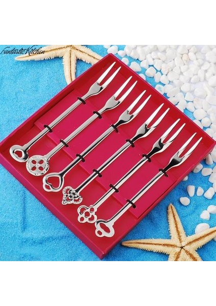 6 Parça Tatlı Yemek Bar Çatalları Set 2 Tines Meyve Salatası Çatal Çatal Sofra Takımı Yüksek Kalite Paslanmaz Çelik Ayna Parlatma | Salata Çatal | Fork Çatal Çatal Çatal (Yurt Dışından)