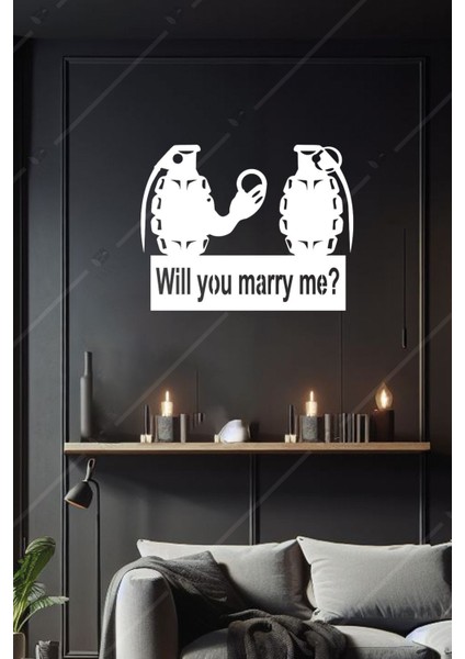 Benimle Evlenir Misin Komik Ahşap Duvar Dekoru