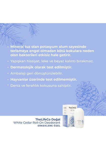 Doğal Roll-On Deodorant White Cedar 60 ml (Alüminyumsuz, Alkolsüz, Doğal)