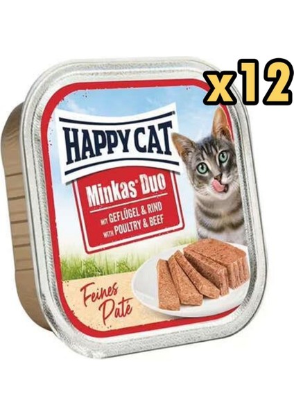 Minkas Duo Tavuk ve Sığır Etli Yetişkin Kedi Konservesi 100GR x 12 Adet