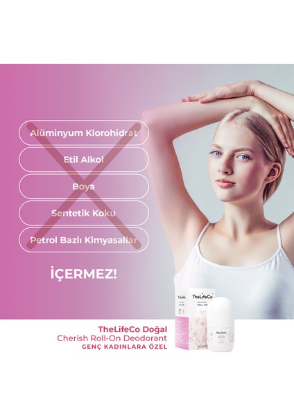 Doğal Roll-On Deodorant Cherish 60 ml (Alüminyumsuz, Alkolsüz, Doğal)