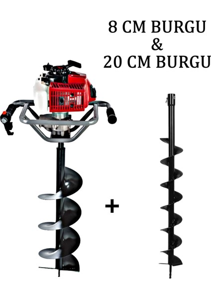 Toprak Burgu Makinesi 8 – 20 cm - Çift Burgulu