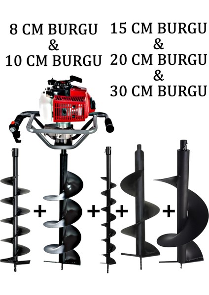 Ultra Lüks Toprak Burgu Makinesi 8 – 10 – 15 – 20 – 30 cm - 5 Burgulu