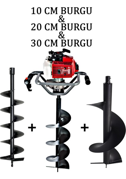 Toprak Burgu Makinesi 10 – 20 – 30 cm - 3 Burgulu