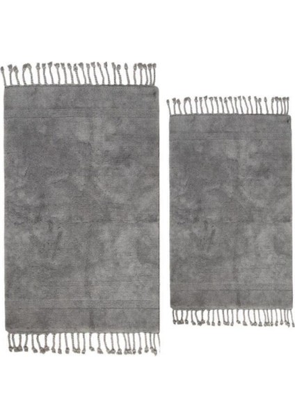 Kalın pamuk banyo paspası, kaymaz taban, açık gri, 2'li set, 60x90 cm fiyatları