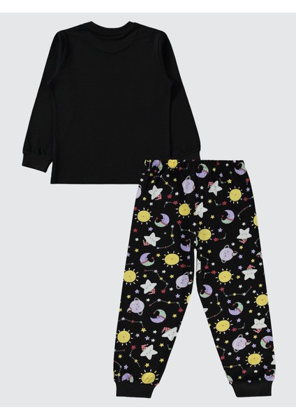 Kız Çocuk Pijama Takımı 6-9 Yaş Siyah