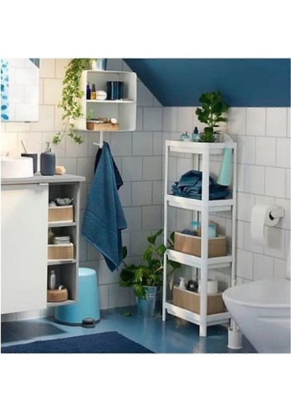 Beyaz Çok Katlı Plastik Raf, Mutfak ve Banyo için Şık ve Pratik Depolama Ünitesi