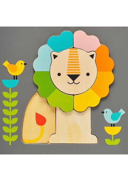 Petıt Collage Petit Collage Büyük Parçalı Ahşap Yapboz- Little Lion