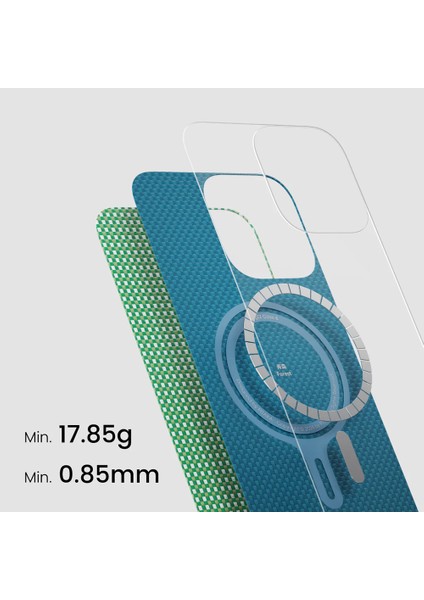 iPhone 16 Kılıf Magsafe Özellikli Aramid Fiber Ultra-Slim Classic Serisi Forest Green Yeşil