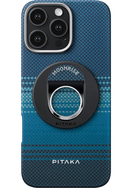 iPhone 16 Pro Max Kılıf Magsafeli Yüzük Standlı Aramid Fiber Tactile Woven Moonrise Kapak