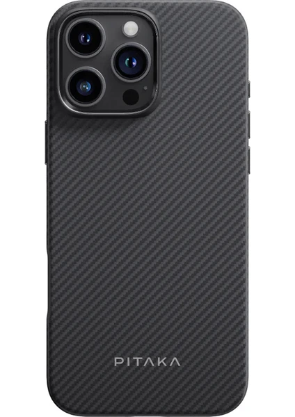 iPhone 16 Pro Kılıf Magsafeli Aramid Fiber Military-Grade Classic Serisi Black-Grey Twill