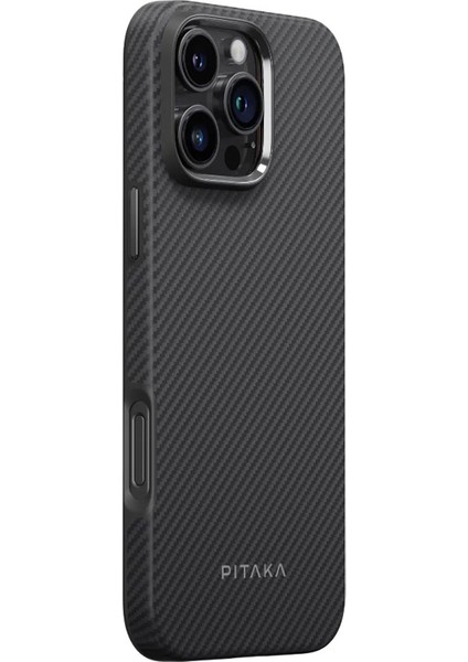 iPhone 16 Pro Kılıf Magsafeli Aramid Fiber Military-Grade Classic Serisi Black-Grey Twill