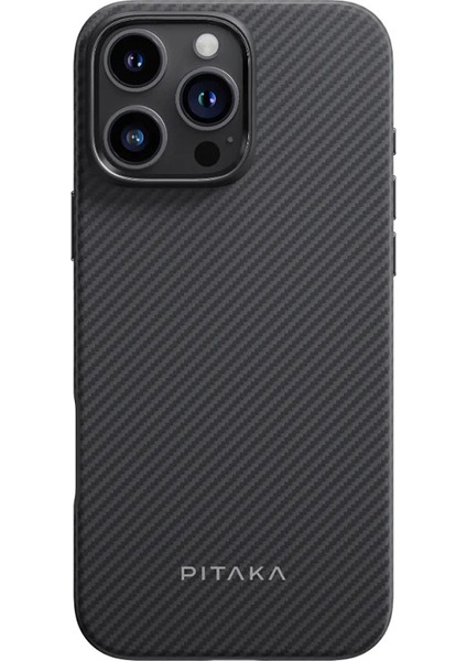 iPhone 16 Pro Max Kılıf Magsafeli Aramid Fiber Military-Grade Classic Serisi Black-Grey Twill