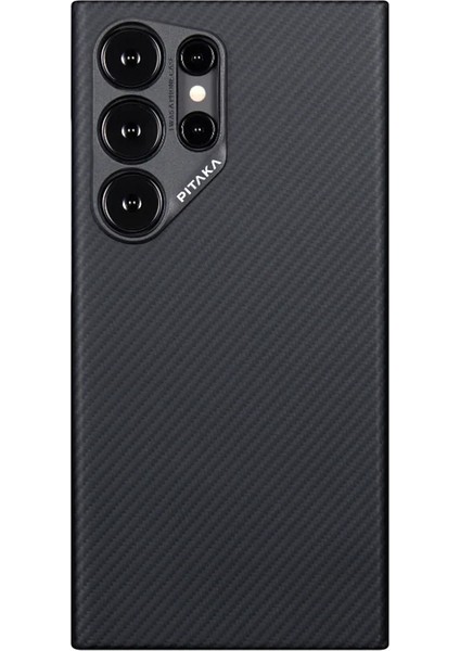 Galaxy S24 Ultra Kılıf Magsafeli 600D Aramid Fiber Ultra-Slim Classic Serisi Black-Grey Twill