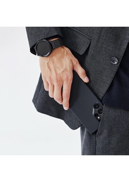 Galaxy S24 Ultra Kılıf Magsafeli 600D Aramid Fiber Ultra-Slim Classic Serisi Black-Grey Twill indirimleri