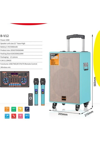 B-V12 Taşınabilir Bluetooth Hoparlör