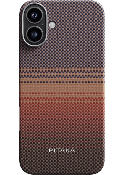 iPhone 16 Plus Kılıf Magsafeli Aramid Fiber Tactile Woven Sunset-Moonrise Serisi Sunset