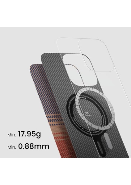 iPhone 16 Plus Kılıf Magsafeli Aramid Fiber Tactile Woven Sunset-Moonrise Serisi Sunset