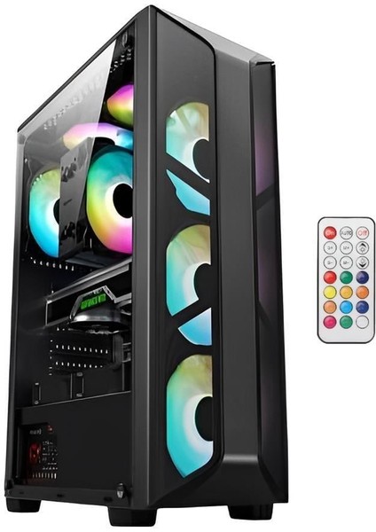 AZT201 W 5 x Rgb Fan Uzakdan Kumanda Beyaz Akvaryum Gamin Kasa Temper Cam , Rgb Switch