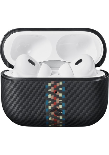 Airpods Pro Kılıf Magsafe Özellikli 600D Aramid Fiber Pitaka Orchestra Serisi Rhapsody Siyah-Mavi