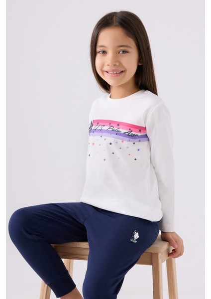 Us Polo Kız Çocuk Uzun Kol Pijama Takım US1962 Krem fiyatları