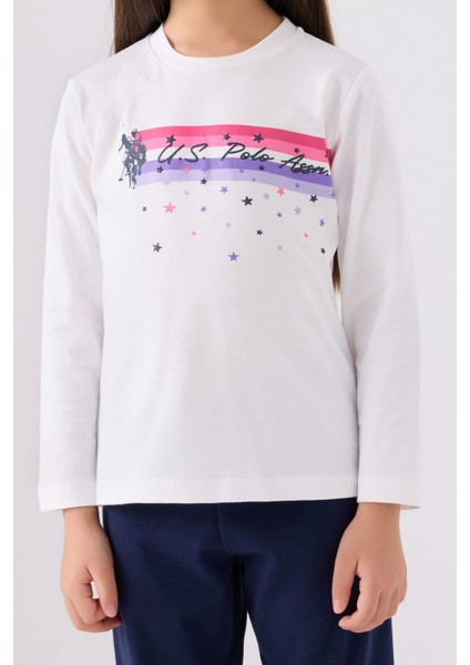 Us Polo Kız Çocuk Uzun Kol Pijama Takım US1962 Krem fırsatları