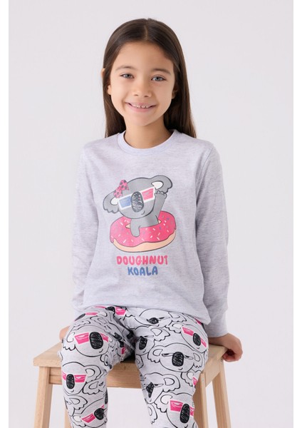 Kız Çocuk Uzun Kol Pijama Takım RP3490 Kar Melanj fiyatları