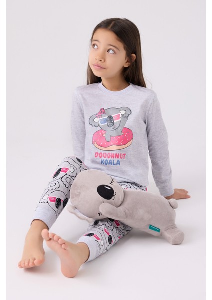 Kız Çocuk Uzun Kol Pijama Takım RP3490 Kar Melanj modelleri