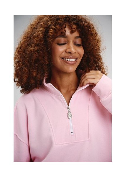 Kadın Timeless Fermuarlı Pembe Sweatshirt