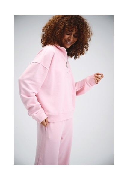 Kadın Timeless Fermuarlı Pembe Sweatshirt