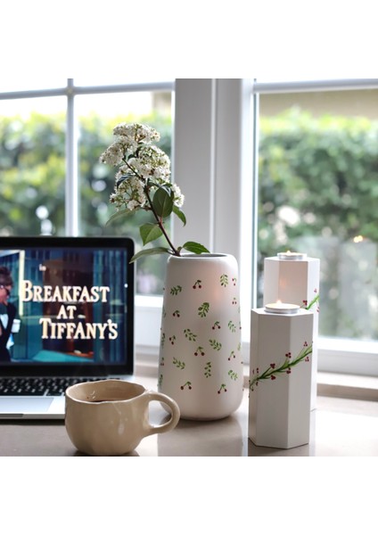 Minik Kirazlı Seramik Vazo fiyatları