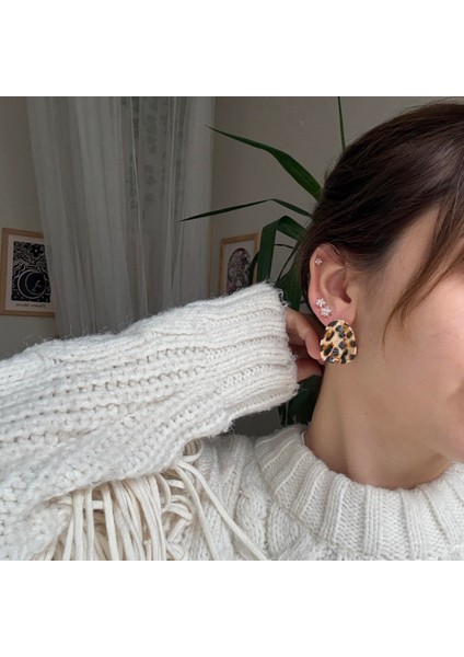 Parlak Oval Leopar Küpe fiyatları