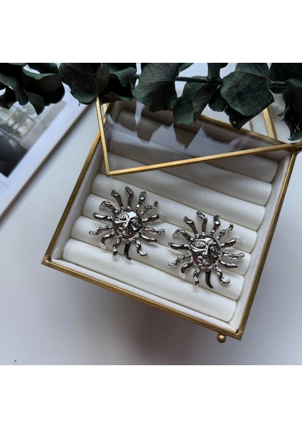 Silver Büyük Güneş Küpe
